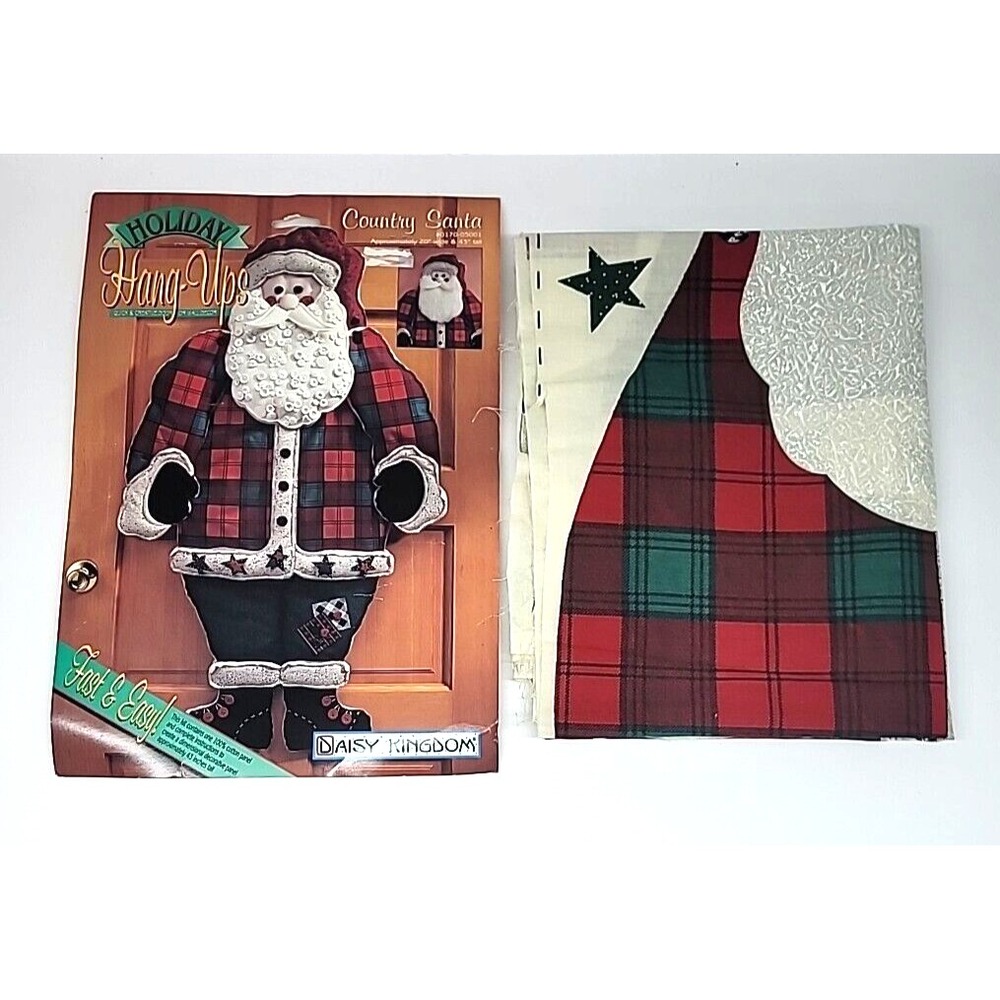 Set Of 2 Daisy Kingdom 1998 Country Santa Fabric Craft Christmas Wall/Door Decor
